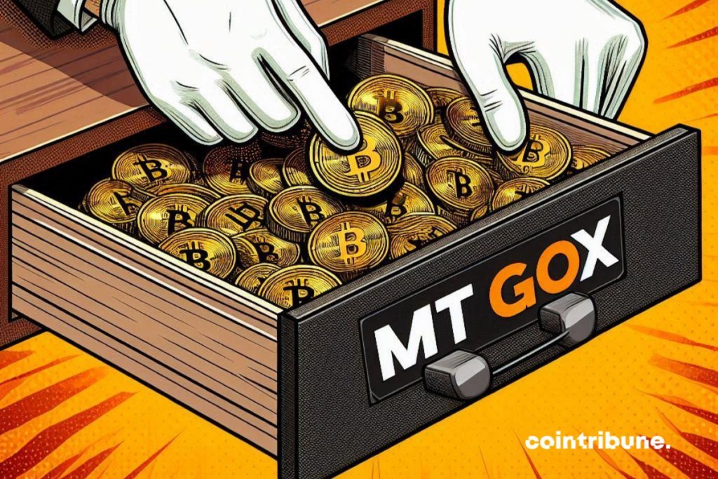 Tiroirs de MT Gox rempli de pièces de bitcoin