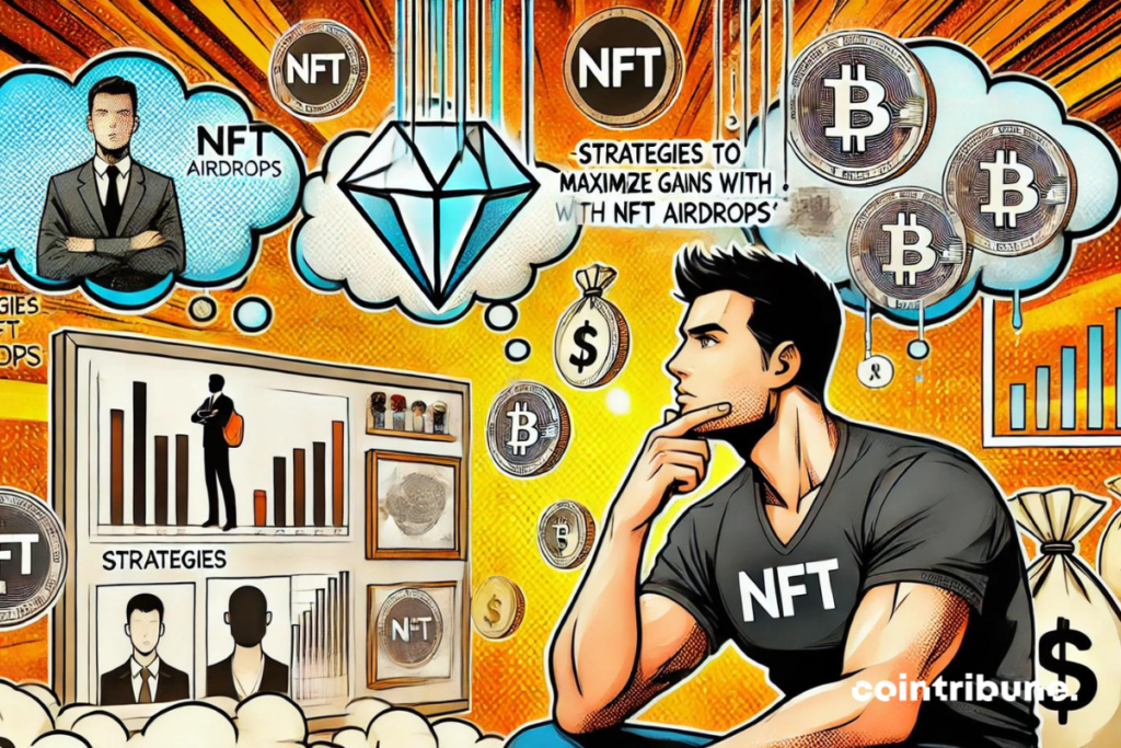 Un investisseur réfléchissant aux meilleures stratégies pour maximiser les gains des airdrops de NFT