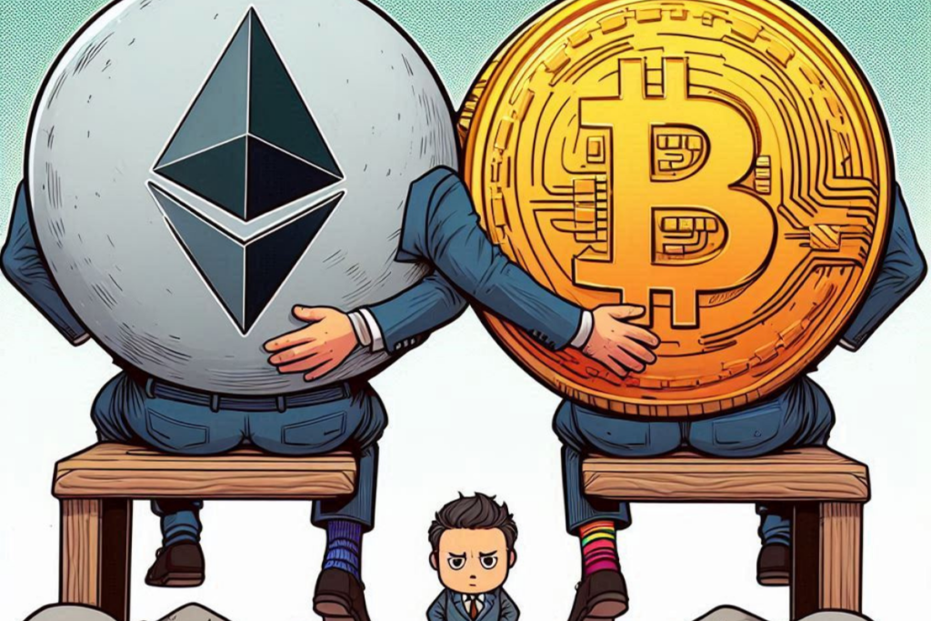 Bitcoin and ethereum characters