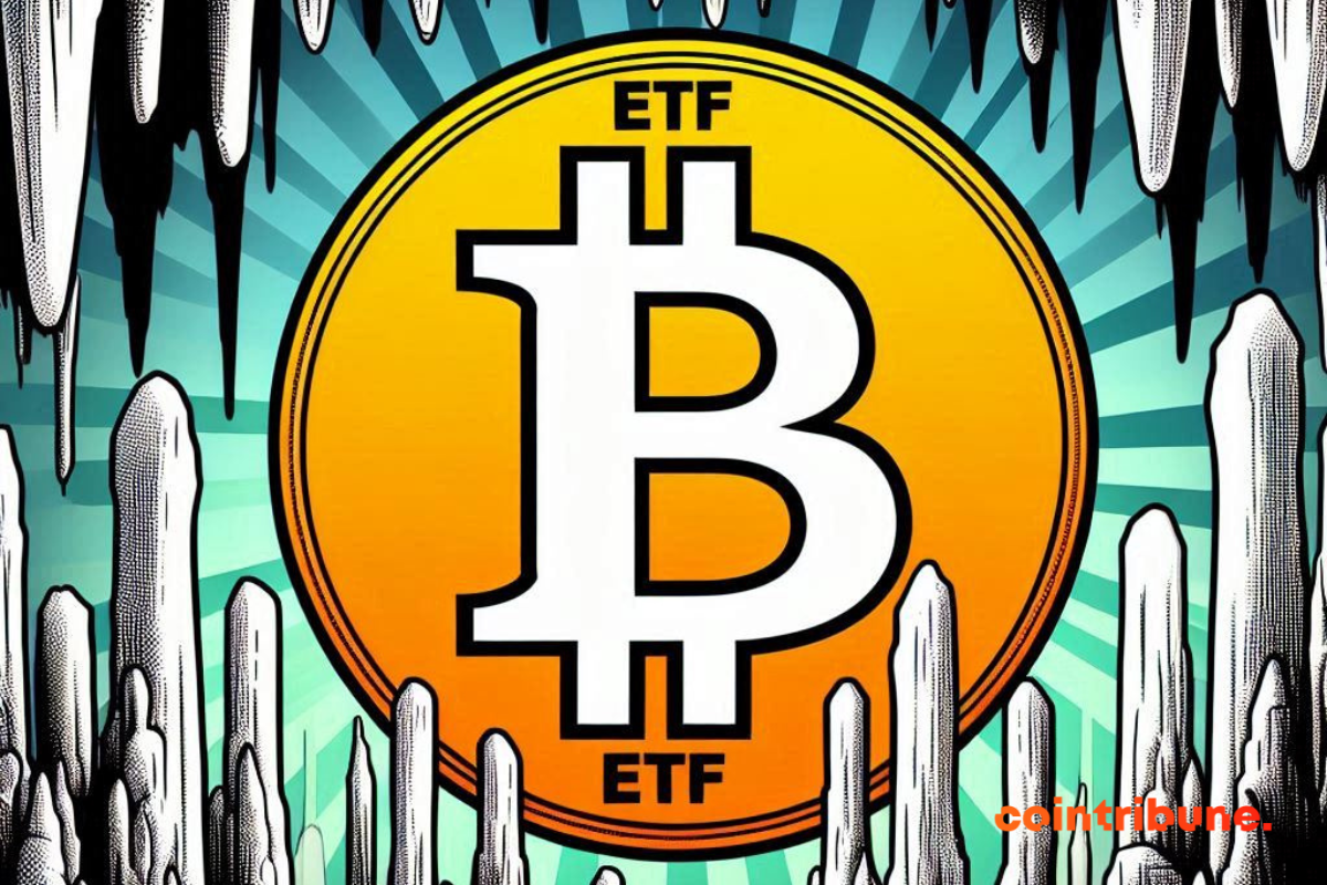 Logo bitcoin et mention "ETF"