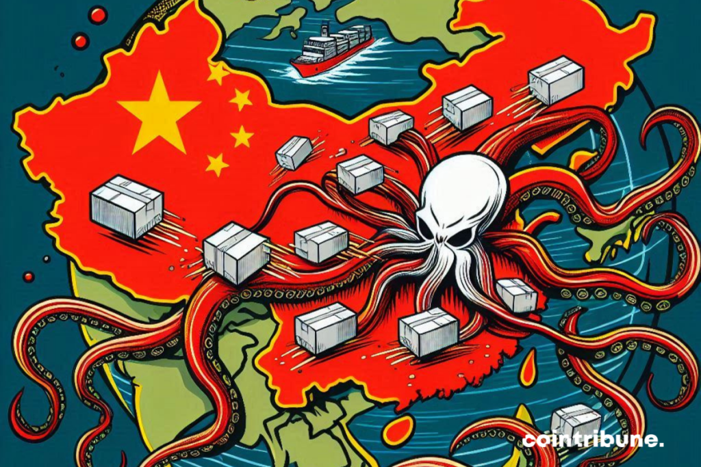 Caricature de l'étendue du pouvoir tentaculaire de la Chine sur l'économie mondiale