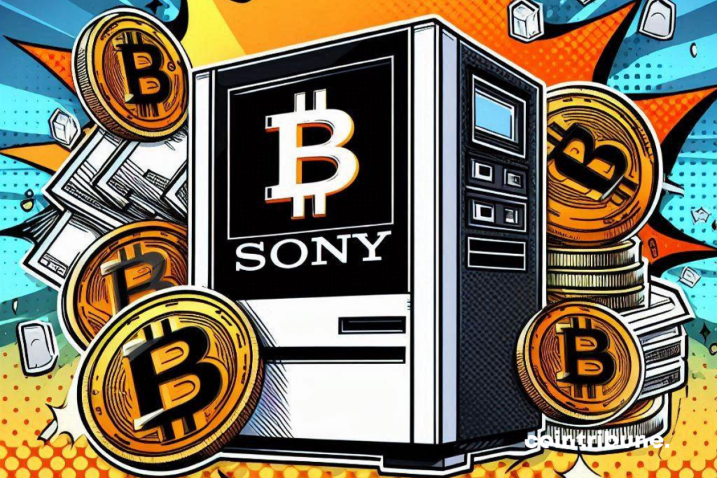 Boite Sony et pièces de bitcoin