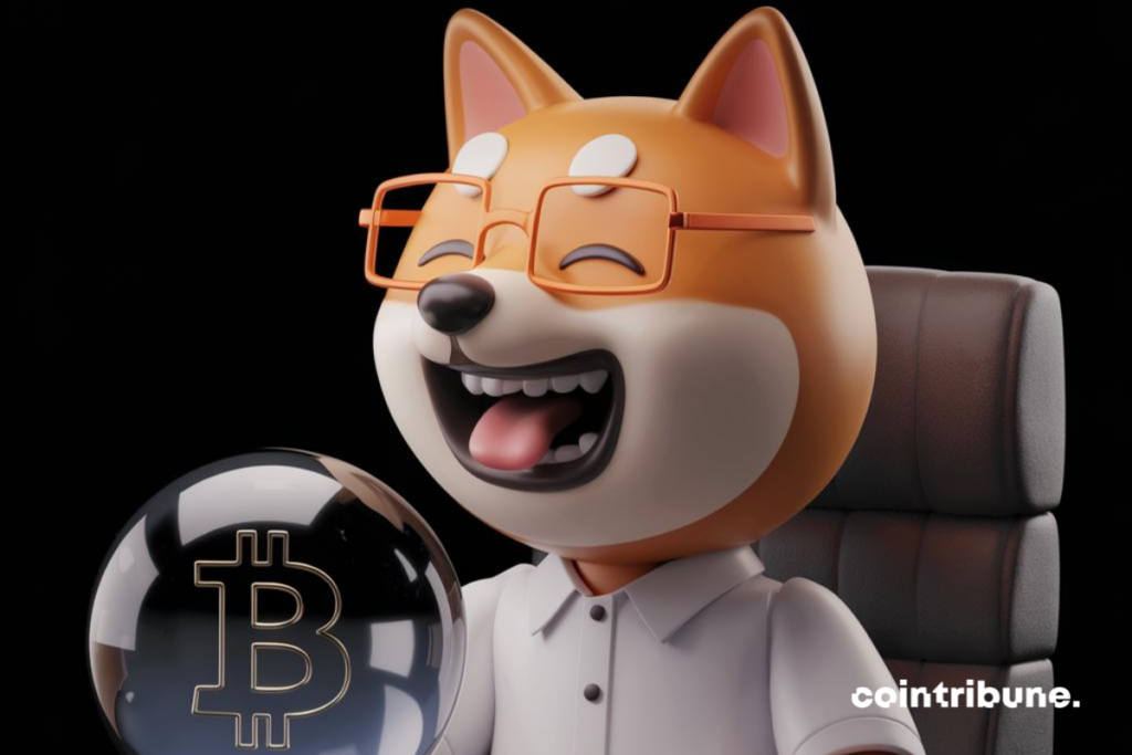 Chien Shiba Inu riant du bitcoin