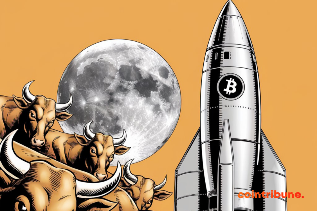 Fusée bitcoin et bull