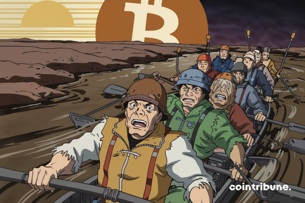 Caricature de mineurs de bitcoin en crise