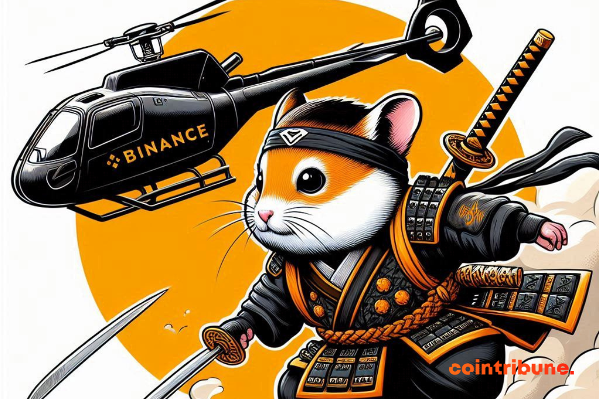 Hamster samouraï et hélicoptère au logo de Binance