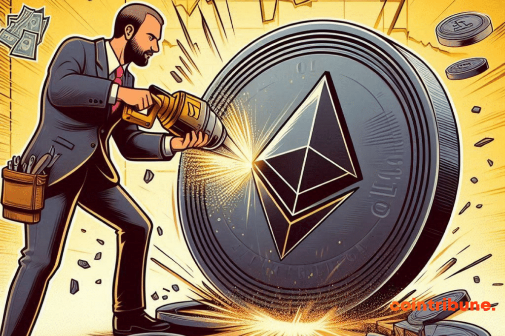 Trader sciant une pièce d'Ethereum