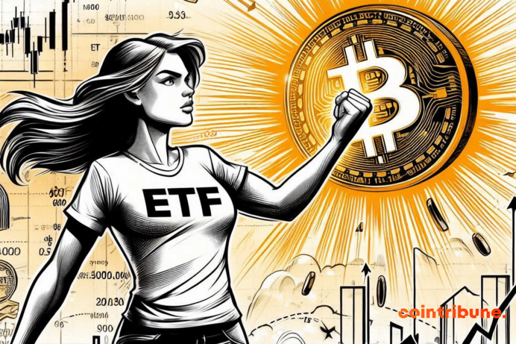 Création d'image représentant l'interaction entre les ETF et le bitcoin