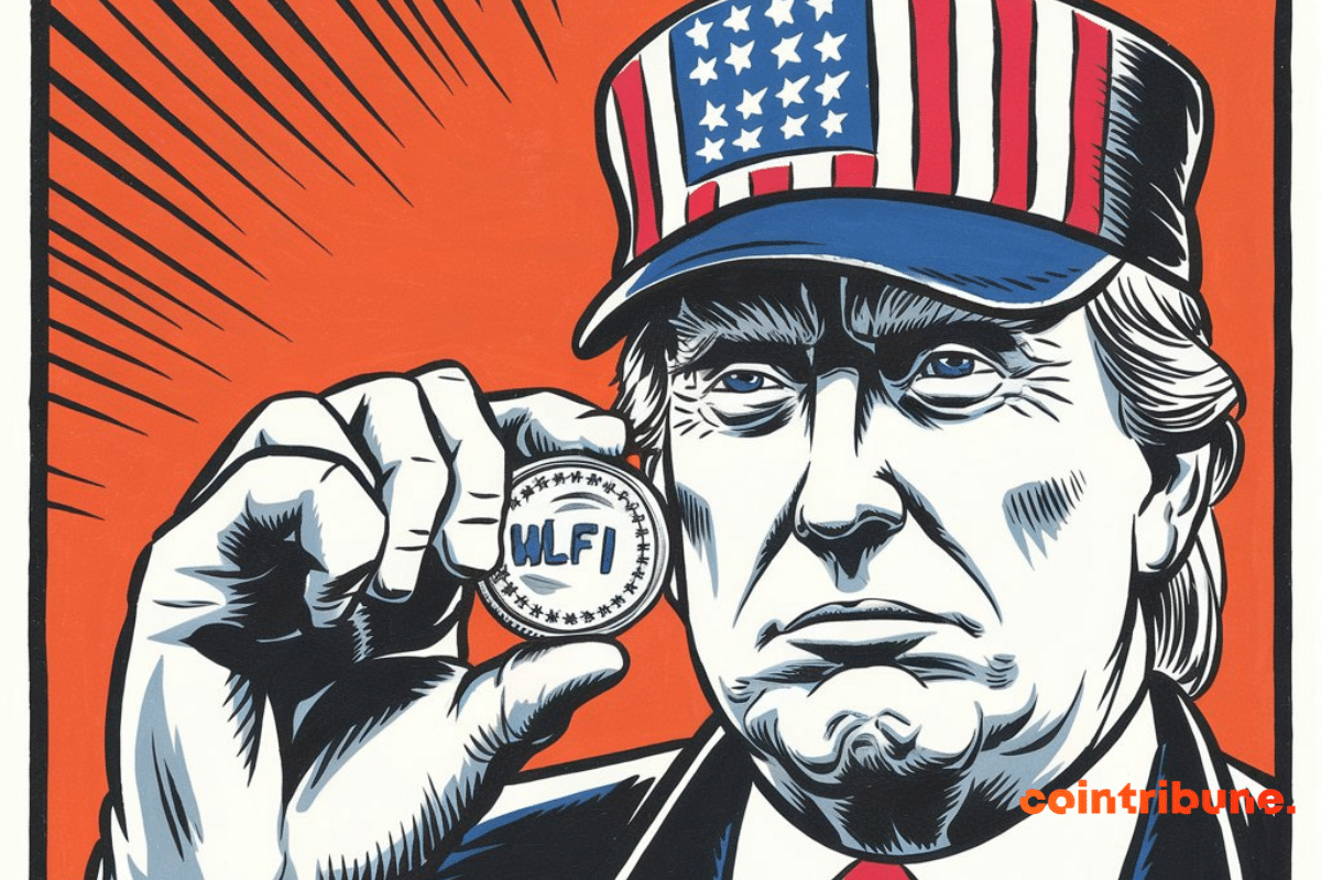 Donald Trump présentant sa crypto WLFI