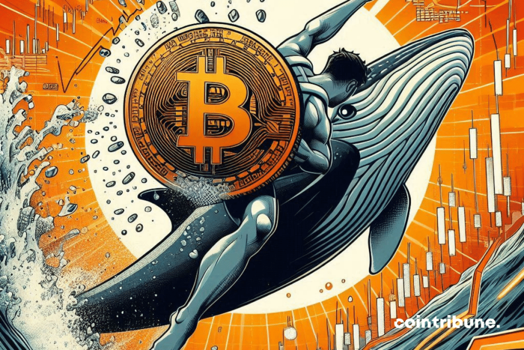 Illustration du plongeon du bitcoin avec une baleine