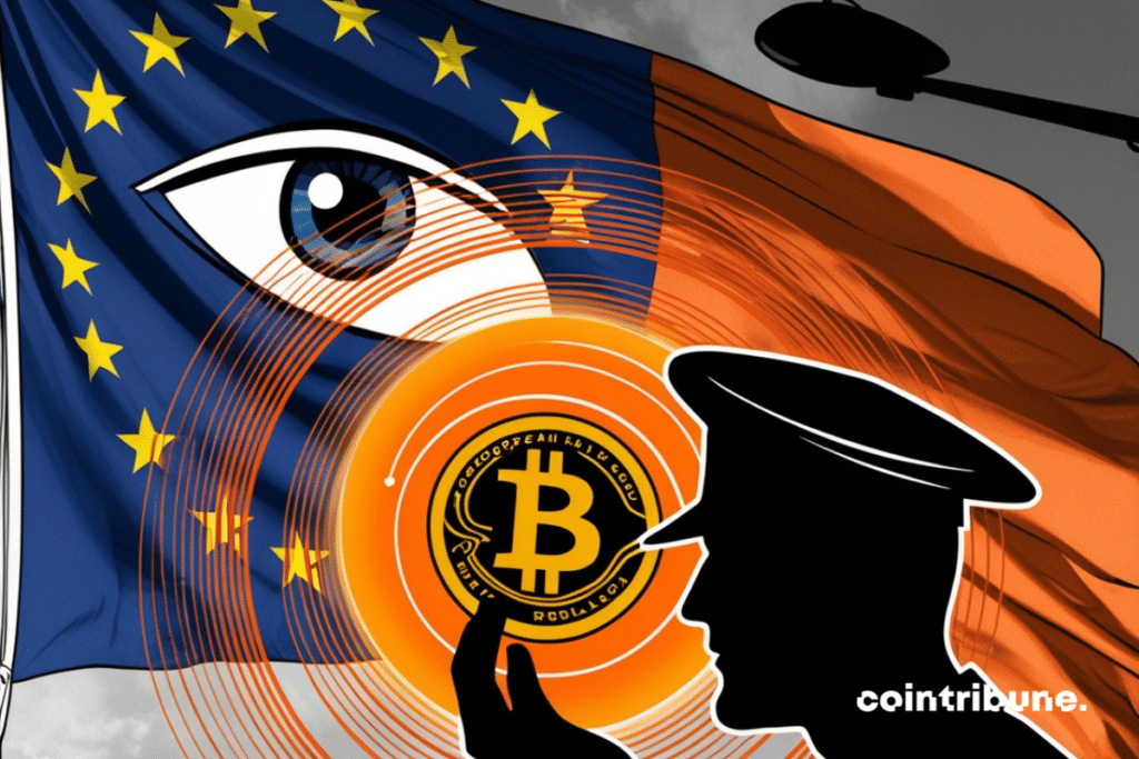 Illustration d'une haute surveillance du bitcoin en Europe