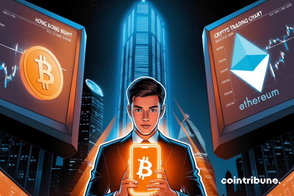 Illustration d'un trader en crypto à Hong Kong