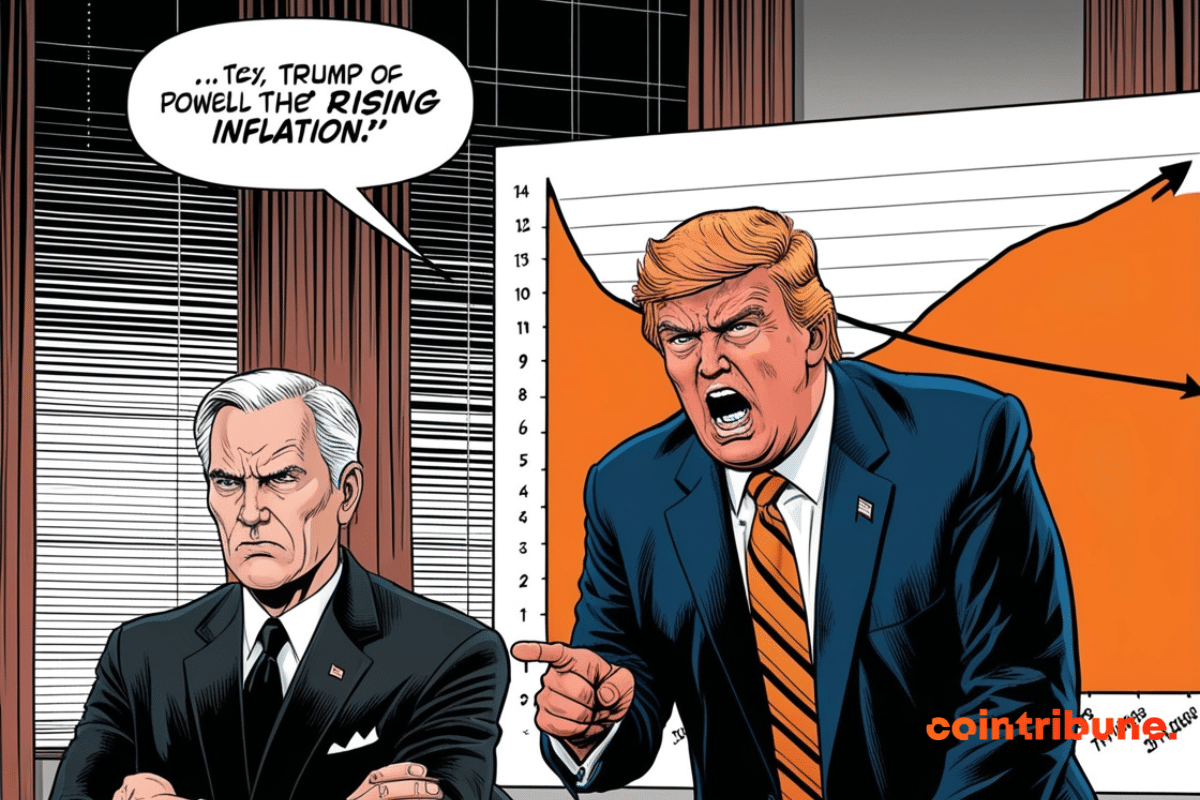 Illustration de joutes verbales entre Donald Trump et Jerome Powell