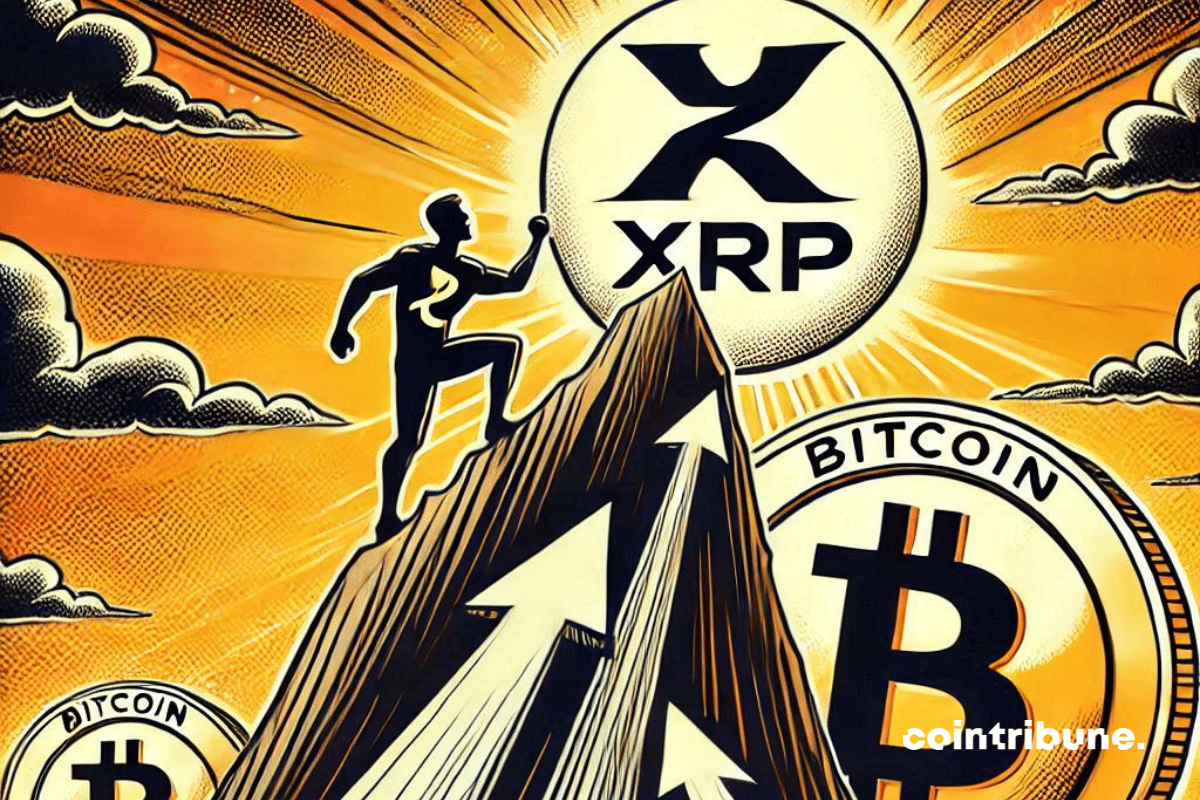 Illustration de l'ascension du XRP face au bitcoin