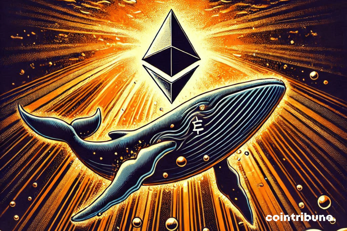 Imposing whale and Ethereum logo