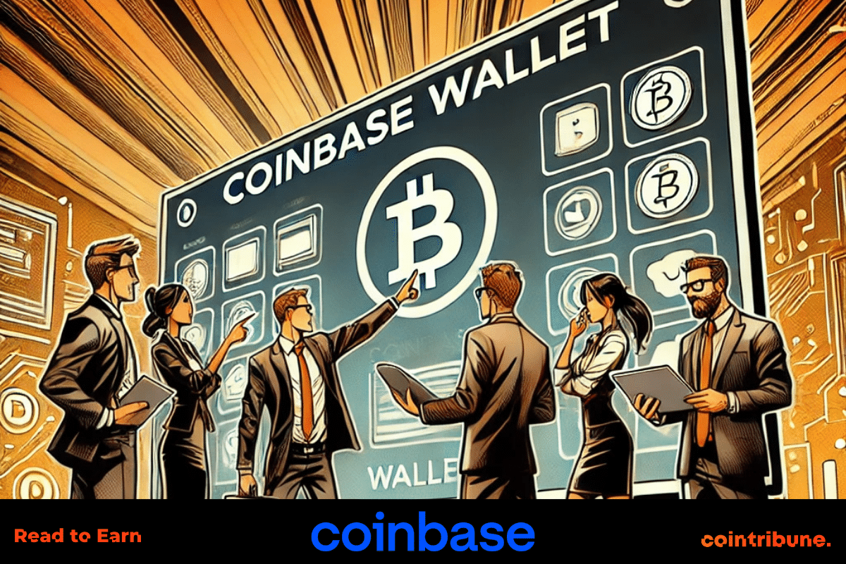 Des personnes en costume discutant à propos de Coinbase Wallet