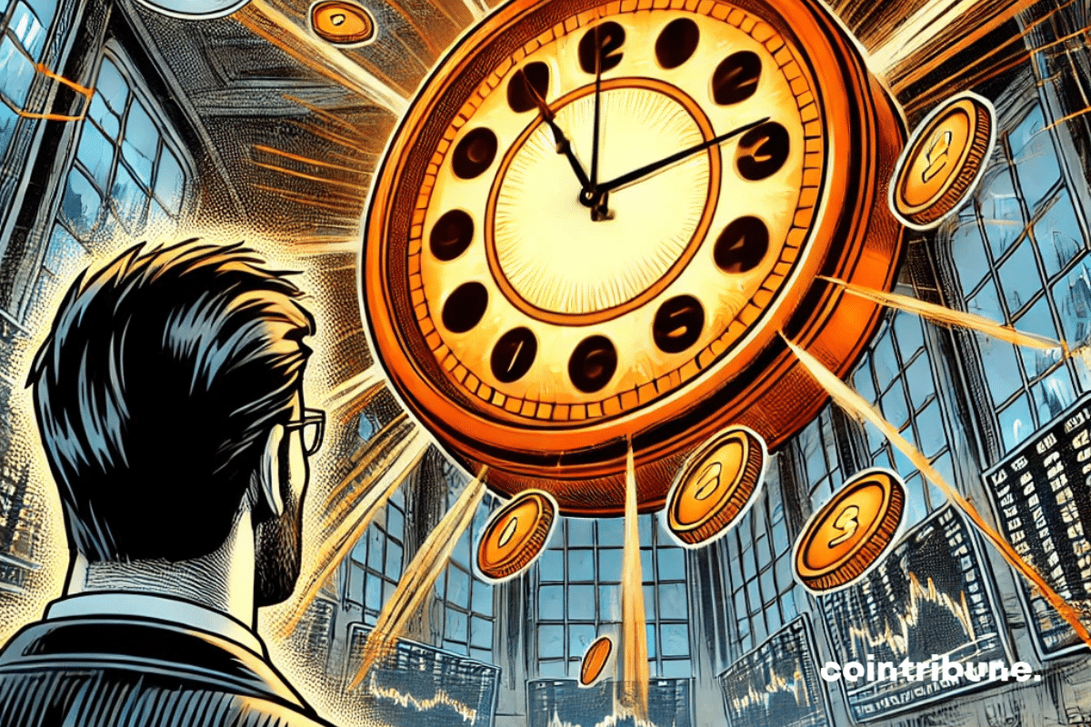 Une horloge crypto tourne