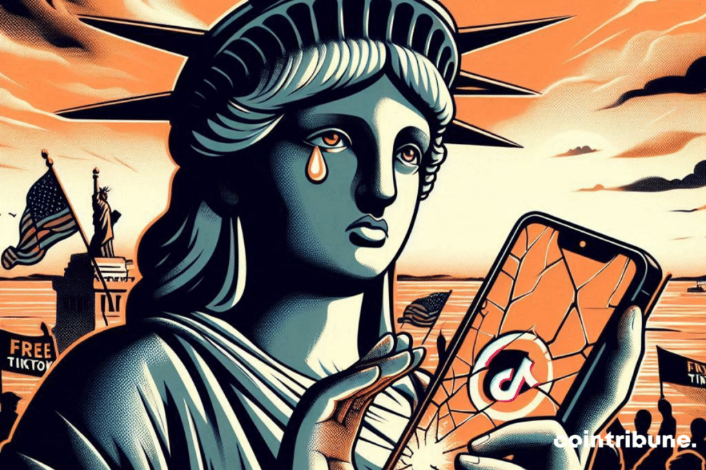 Statue de la liberté en pleur après le ban de TikTok