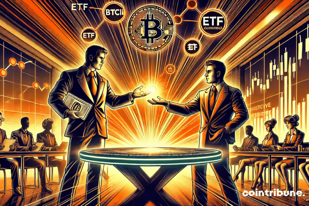 Investisseurs institutionnels échangeant bitcoin contre ETF