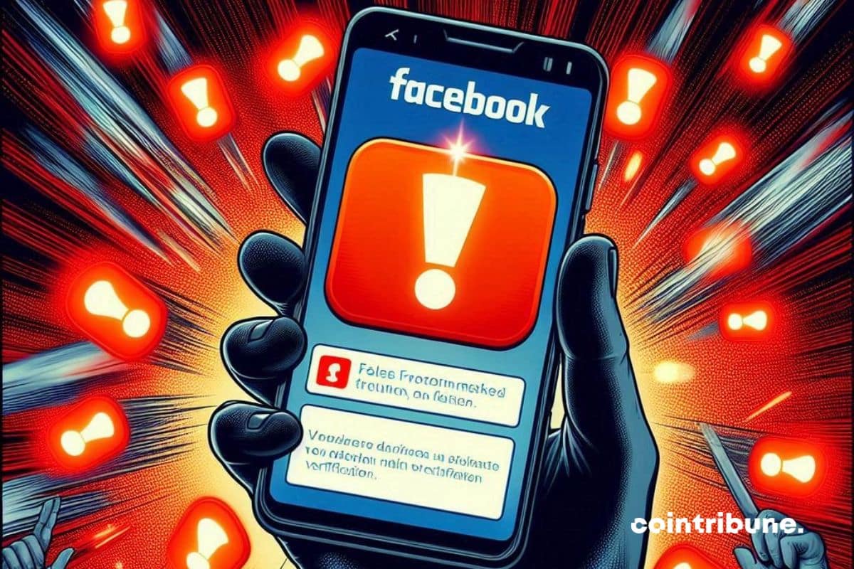 Un téléphone affichant une notification rouge de Facebook (Meta)