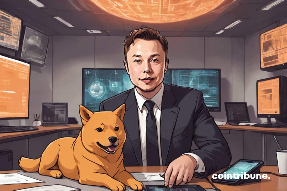 Elon Musk in his office as head of DOGE