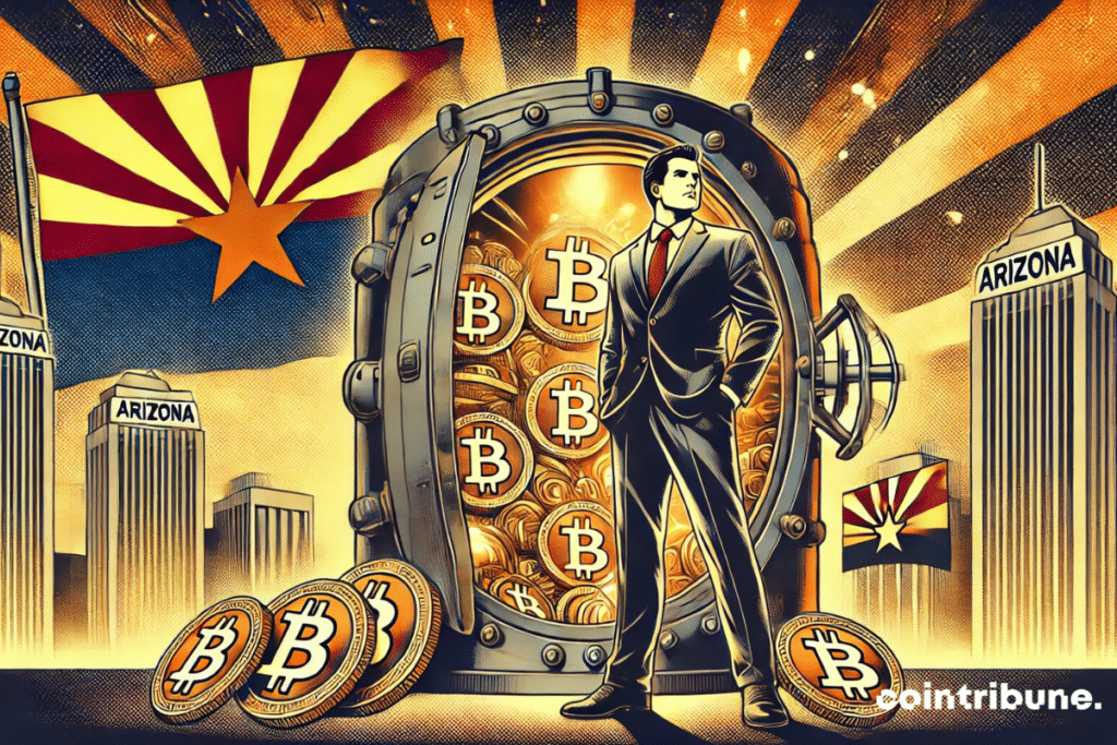 Le gouverneur de Arizona devant sa reserve bitcoin