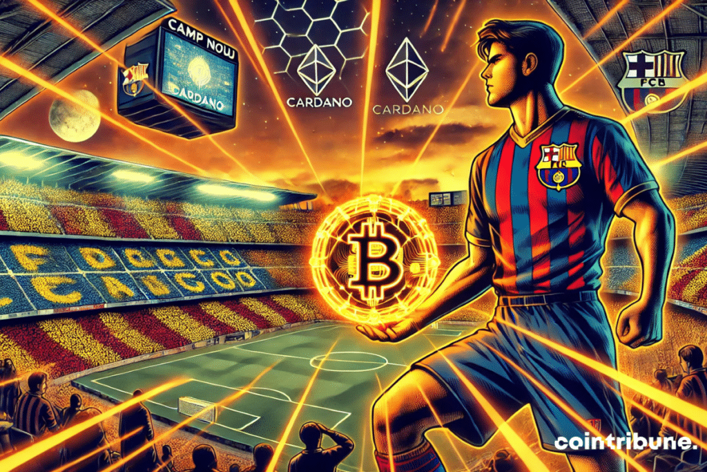 Barcelona footballer with Cardano logo