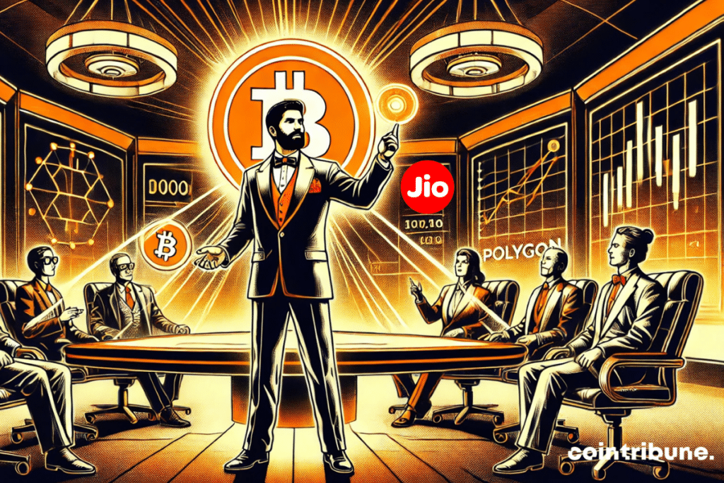 An Indian presents the Jiocoin crypto on Polygon