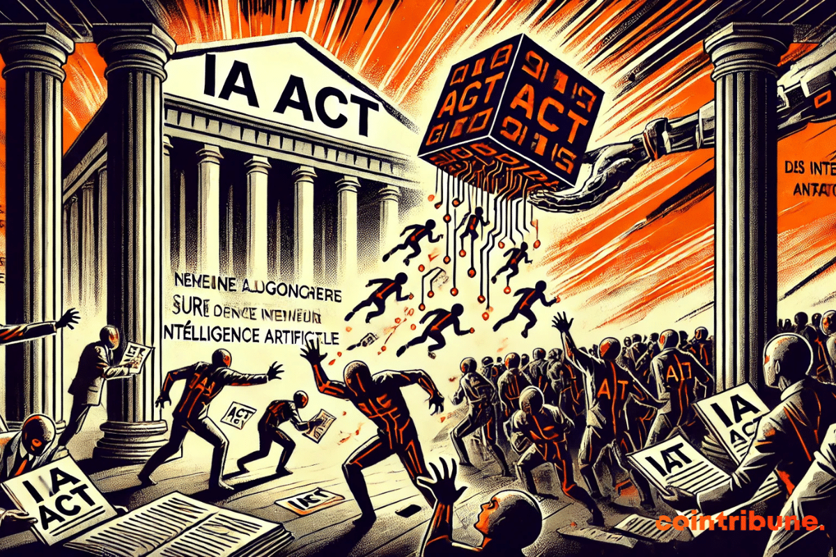 Illustration of the AI Act, which is turning the world of artificial intelligence upside down.