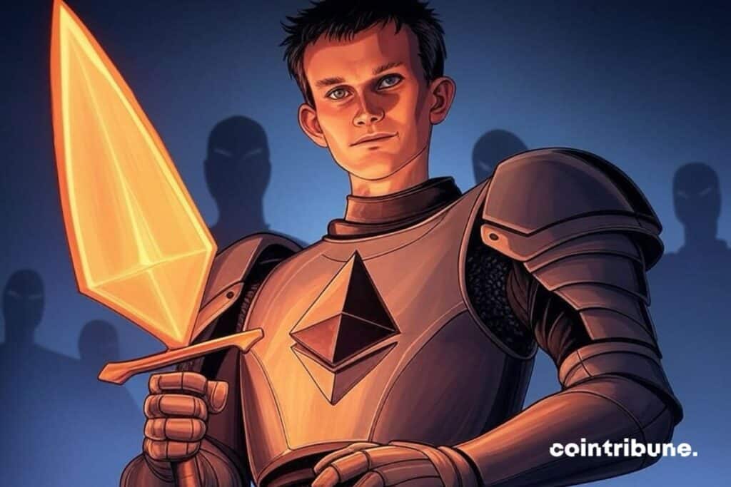 Vitalik buterin as a knight that defends the positions of Ethereum