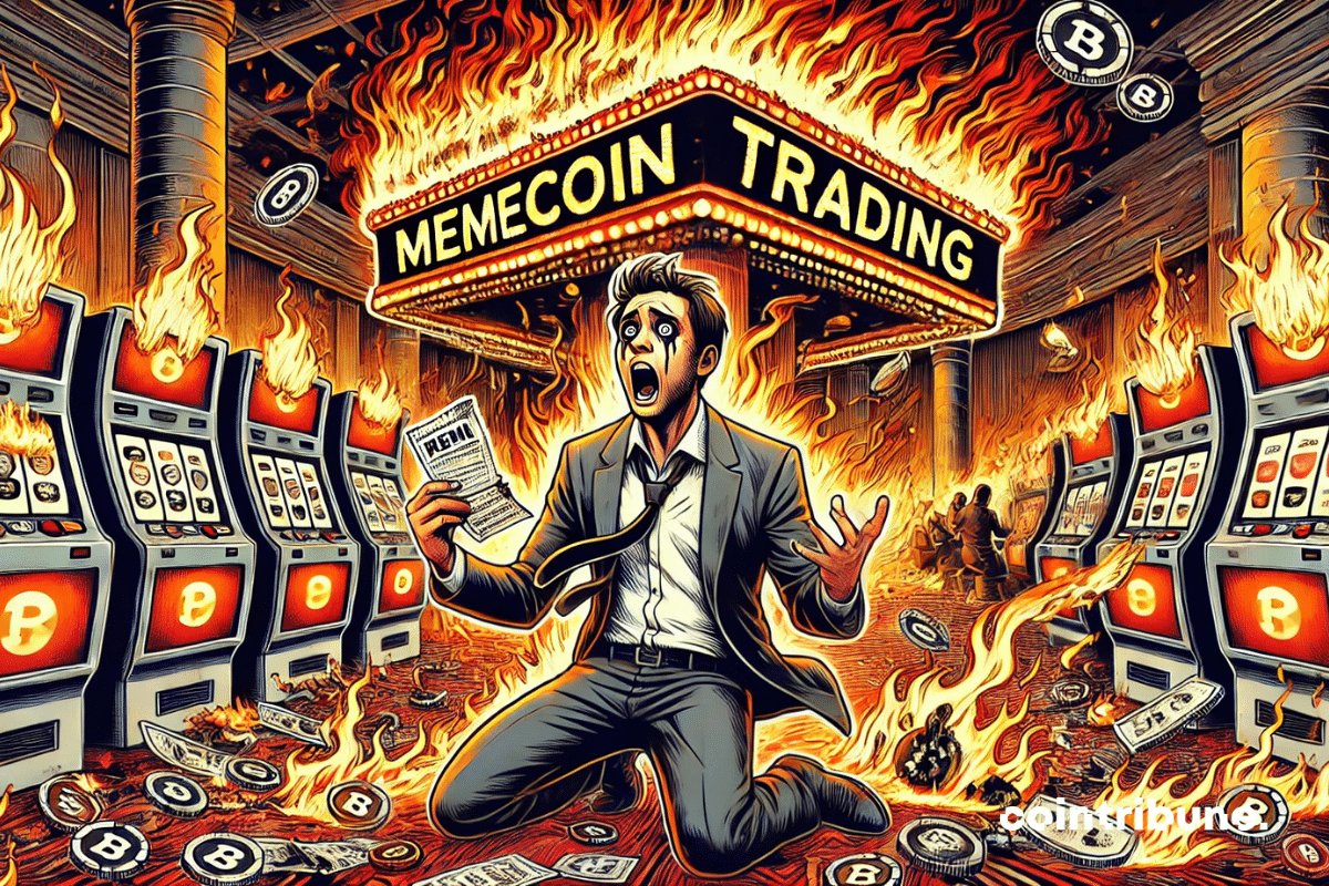 Trader en panique sur fond d'univers de memecoins en feu