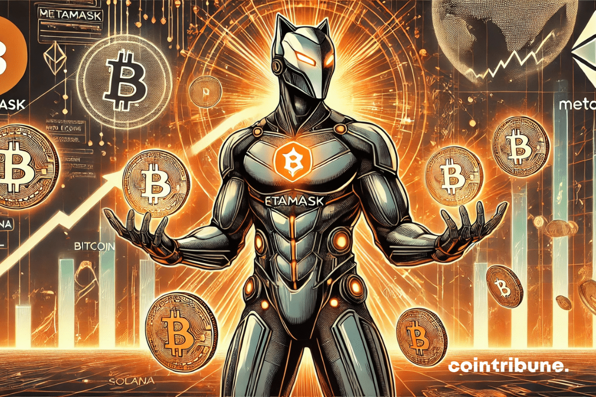 MetaMask superheroes and bitcoin coins