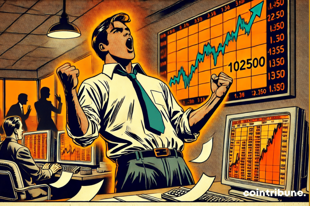 Bitcoin : the trader's exhilaration with an intense and dynamic atmosphere.