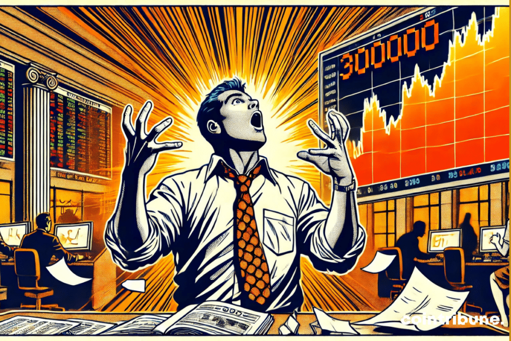 The trader's euphoria as Bitcoin reaches 0,000.