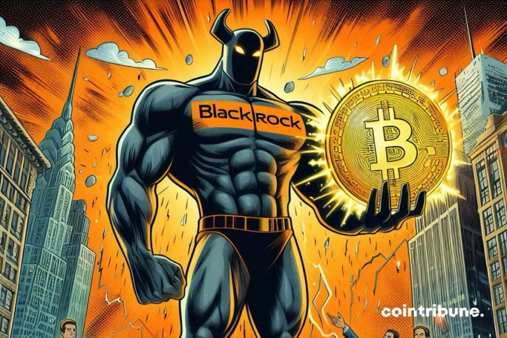 Giant Blackrock that dominates the ETF market with a gigantic bitcoin in hand