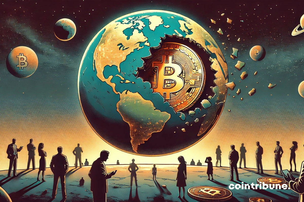 bitcoin contenido en un planeta Tierra