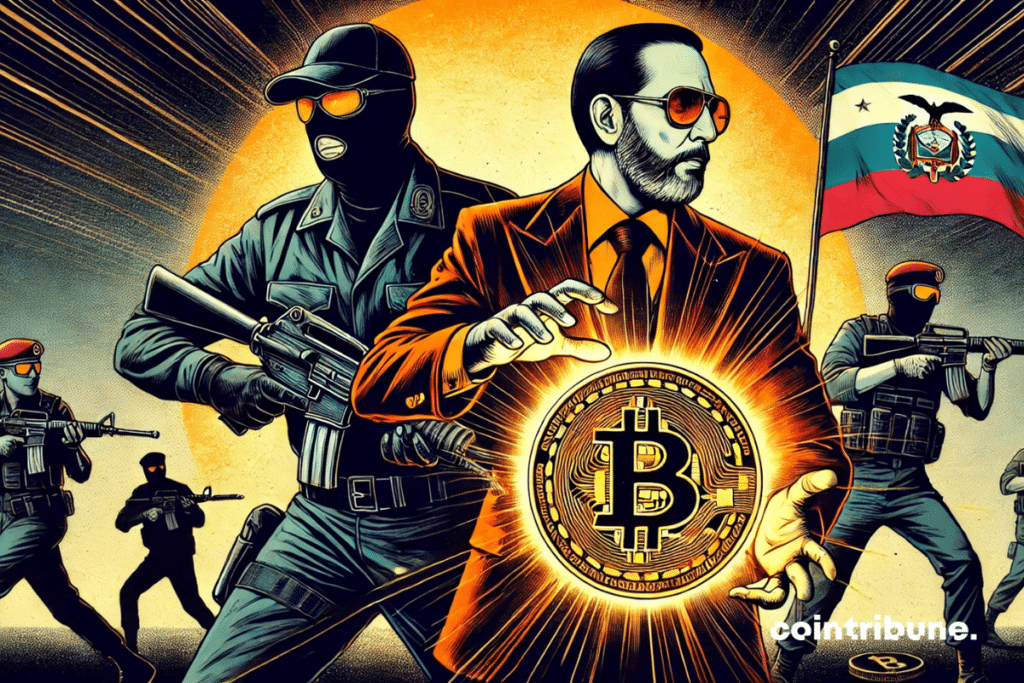 Nayib Bukele avec bitcoin et des armes