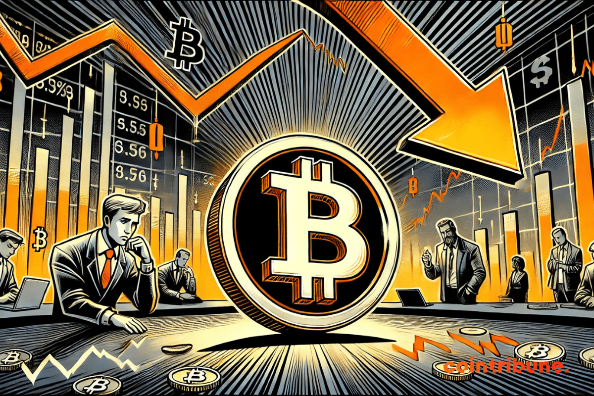 Bitcoin et une flèche descendante