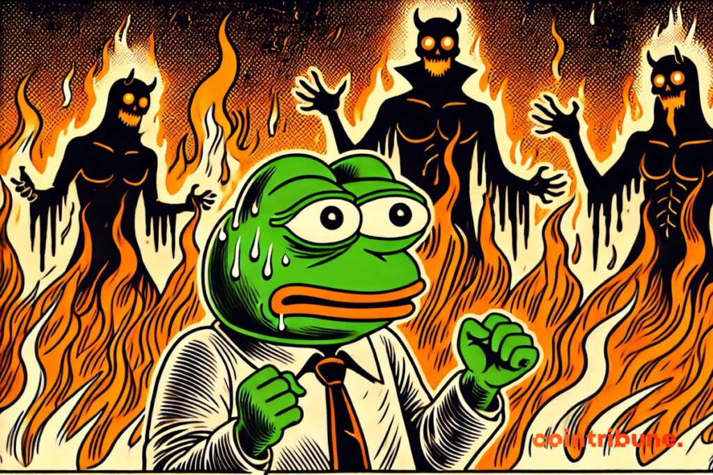 Le memecoin PEPE qui a chaud car ses signaux sont au rouge