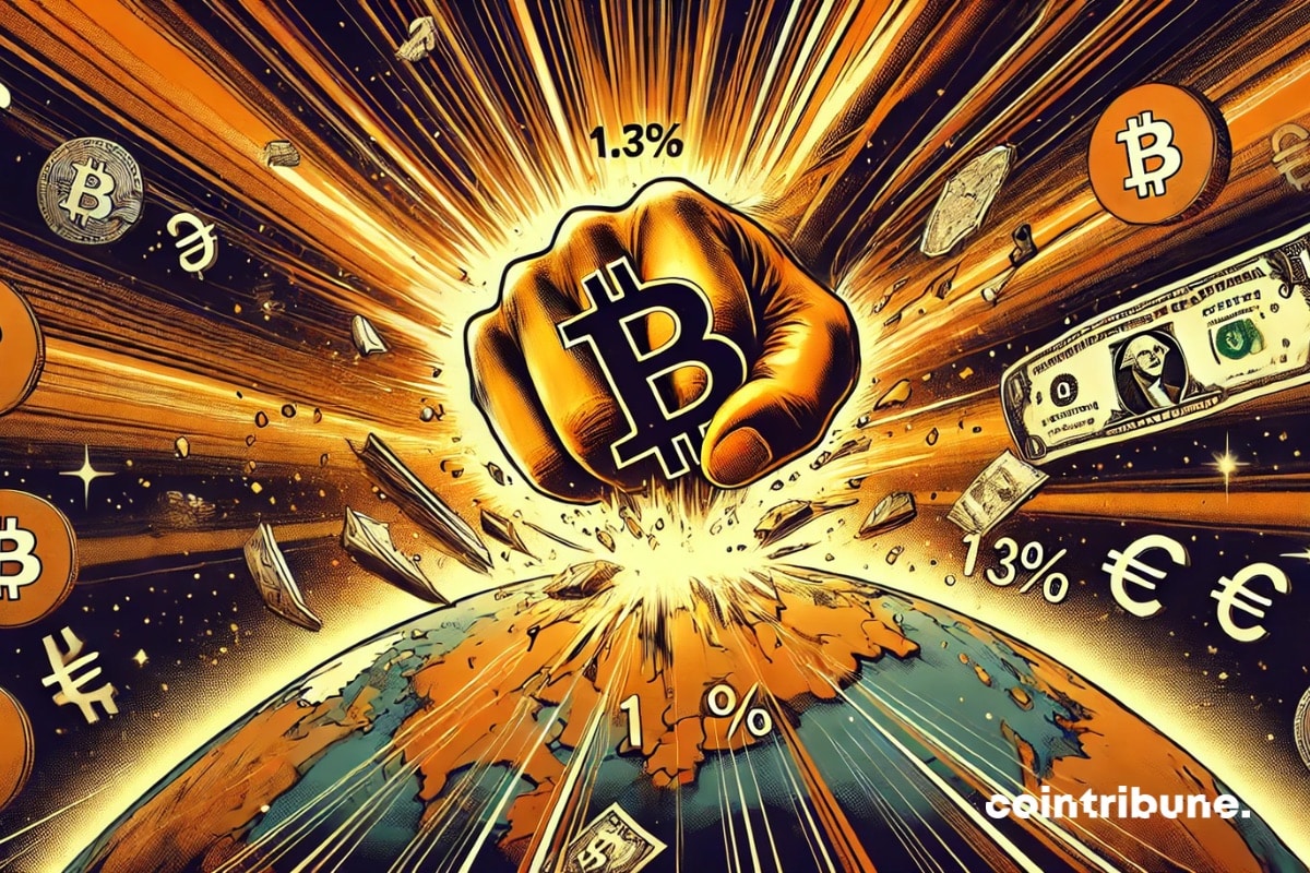 Le poing bitcoin qui explose à 1,3 % des monnaies mondiales