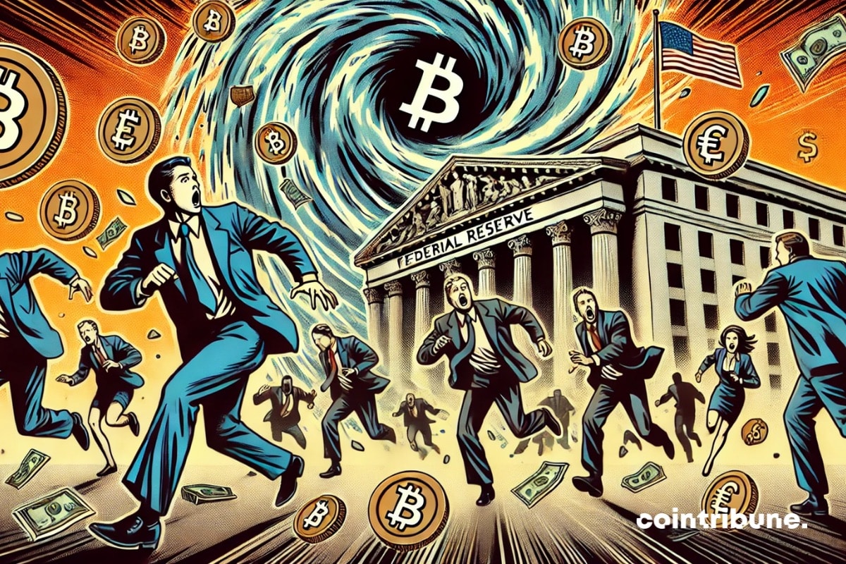 Crypto investors fleeing the FED building