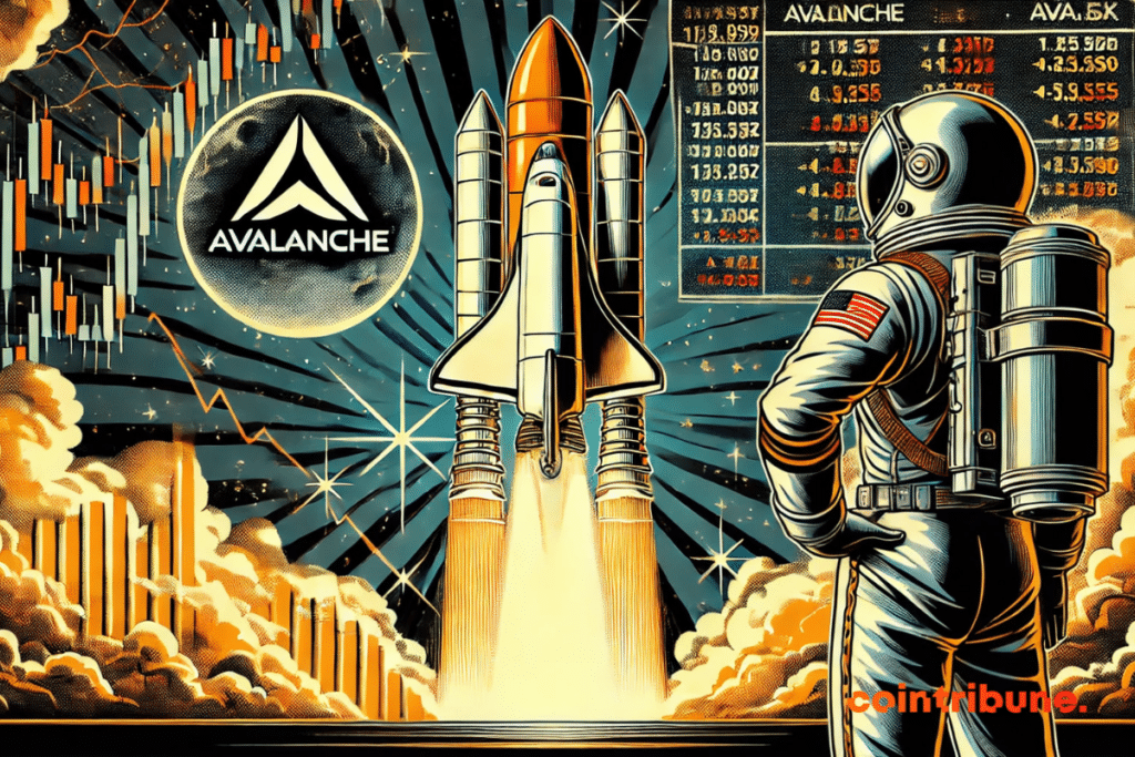 Astronaut watching ETF Avalanche rocket take off