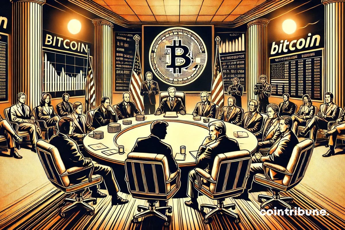 Crypto leaders at the White House with Donald Trump discussing crypto reserve