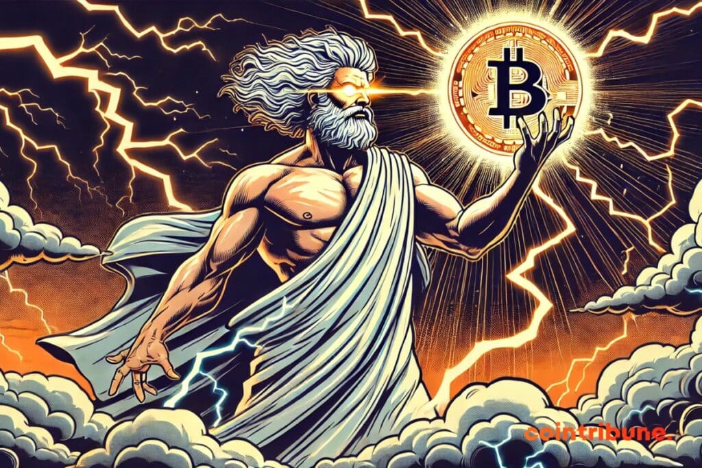 A Greek god demonstrates the power of bitcoin