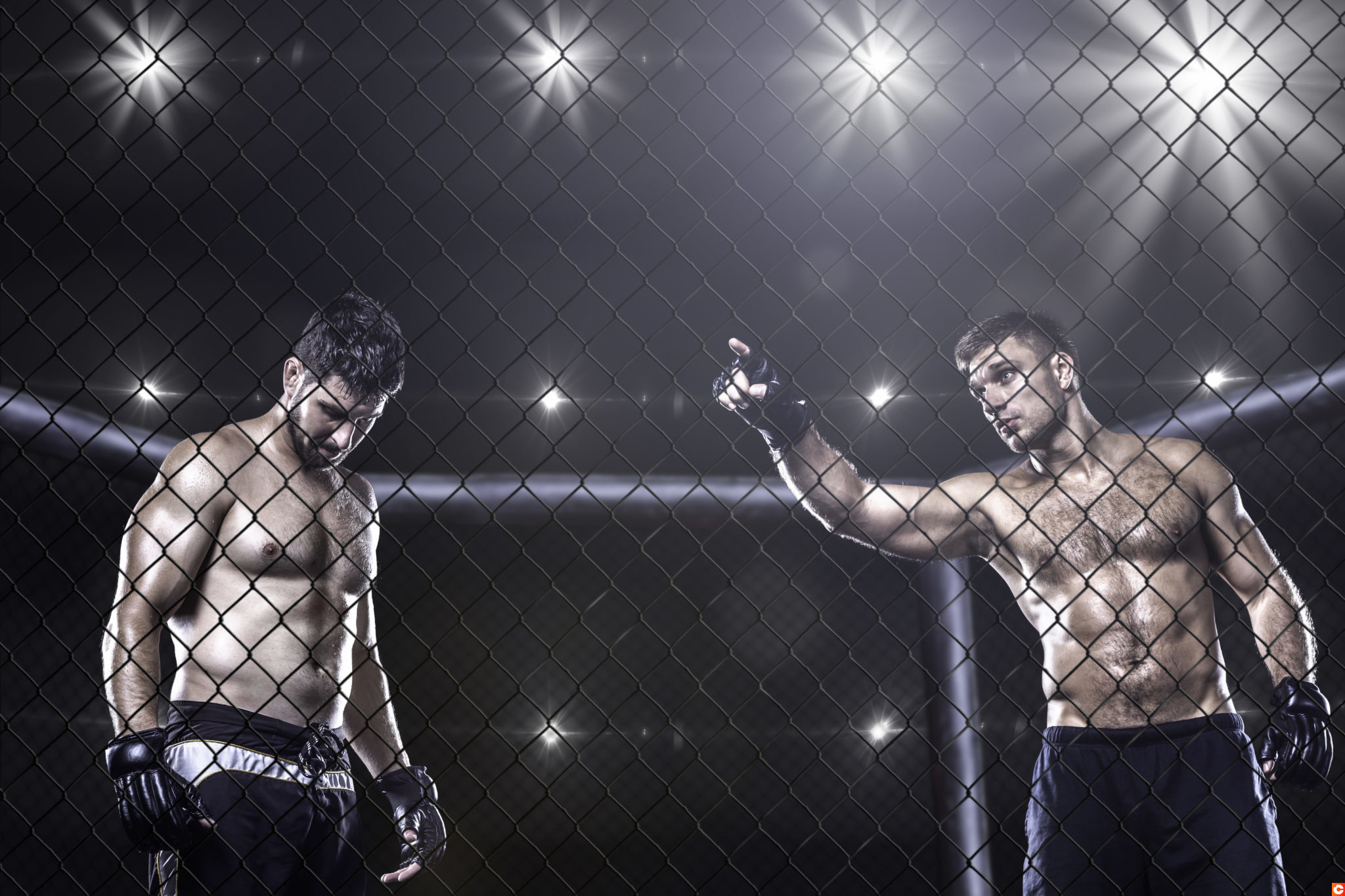 MMA fighters inside the arena before fight