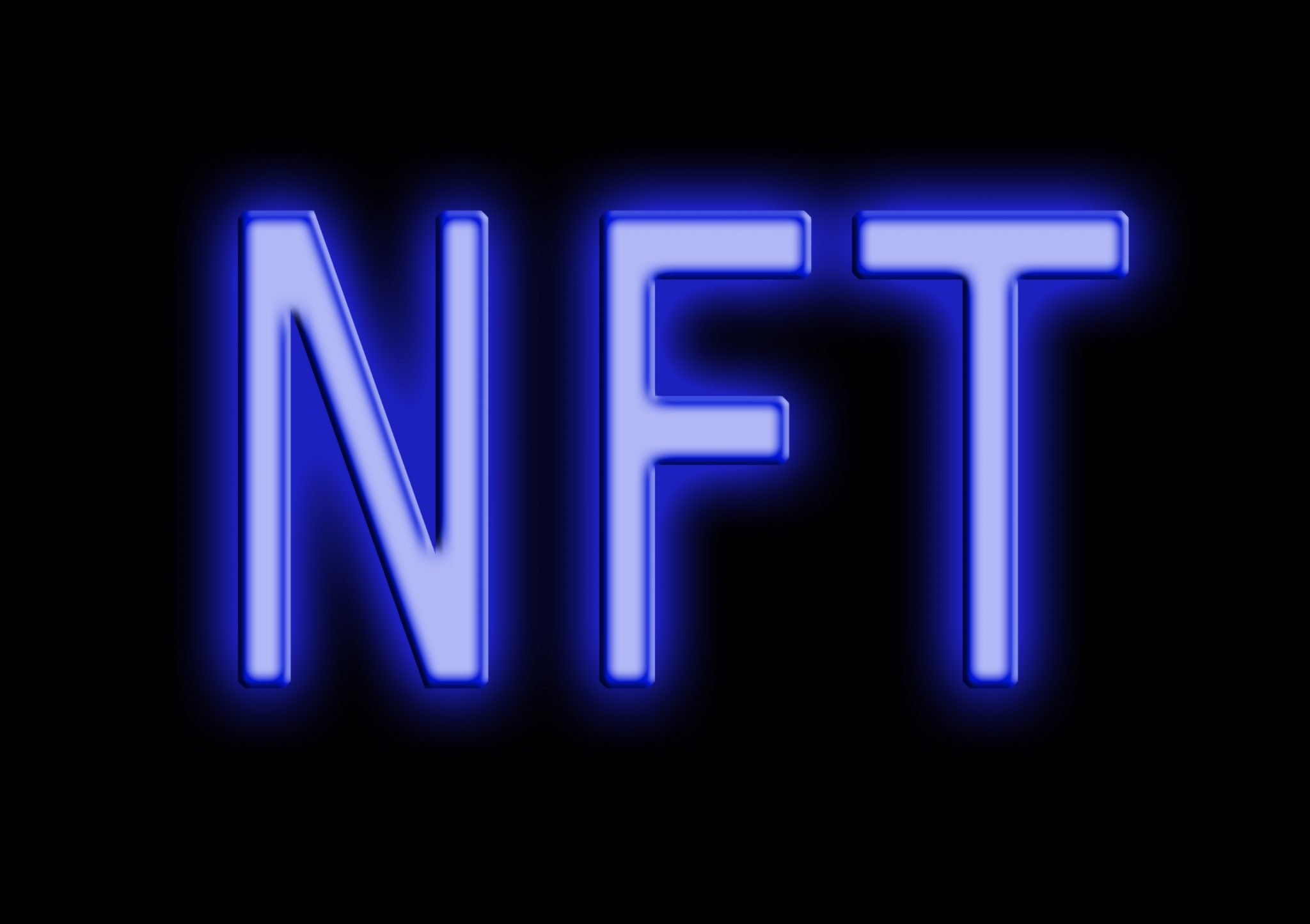 NFT (Non-Fungible Token ) neon style text on black background